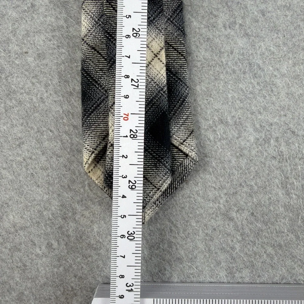 Onassis Skinny Neck Tie Black Gray Ivory Plaid 100% Cotton NWT Mens 60x2.5
